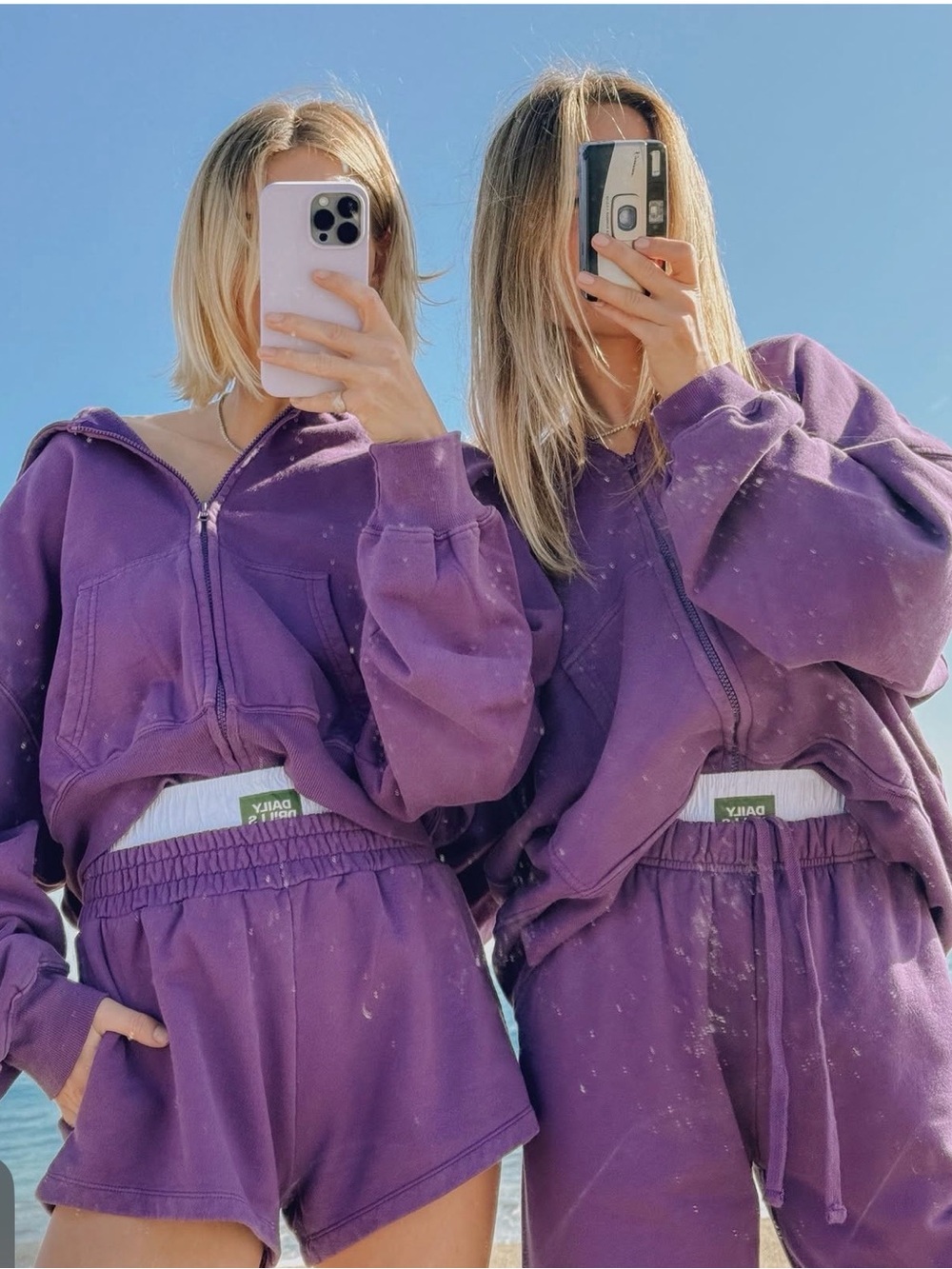 Rare Daily Drills Rich Purple Cropped Full Zip and Shorts Set